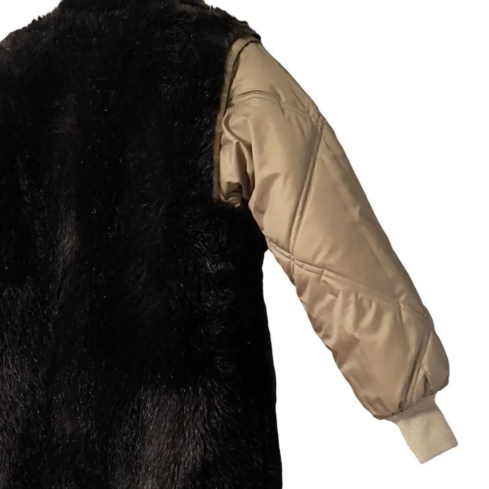 Bogner Reversible Faux Fur Quilted Trench Coat Sz 6 - Picture 6 of 15